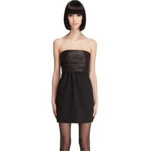THEORY AMANDIE RUCHED  LEATHER TOP STRAPLESS DRESS w POCKETS NWT SIZE 4